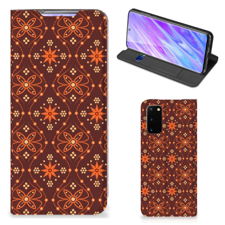 Samsung Galaxy S20 Hoesje met Magneet Batik Brown