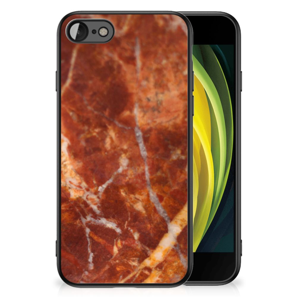 iPhone SE 2022 | SE 2020 | 7/8 Marmeren Print Telefoonhoesje Marmer Bruin met een opvallend marmerdesign
