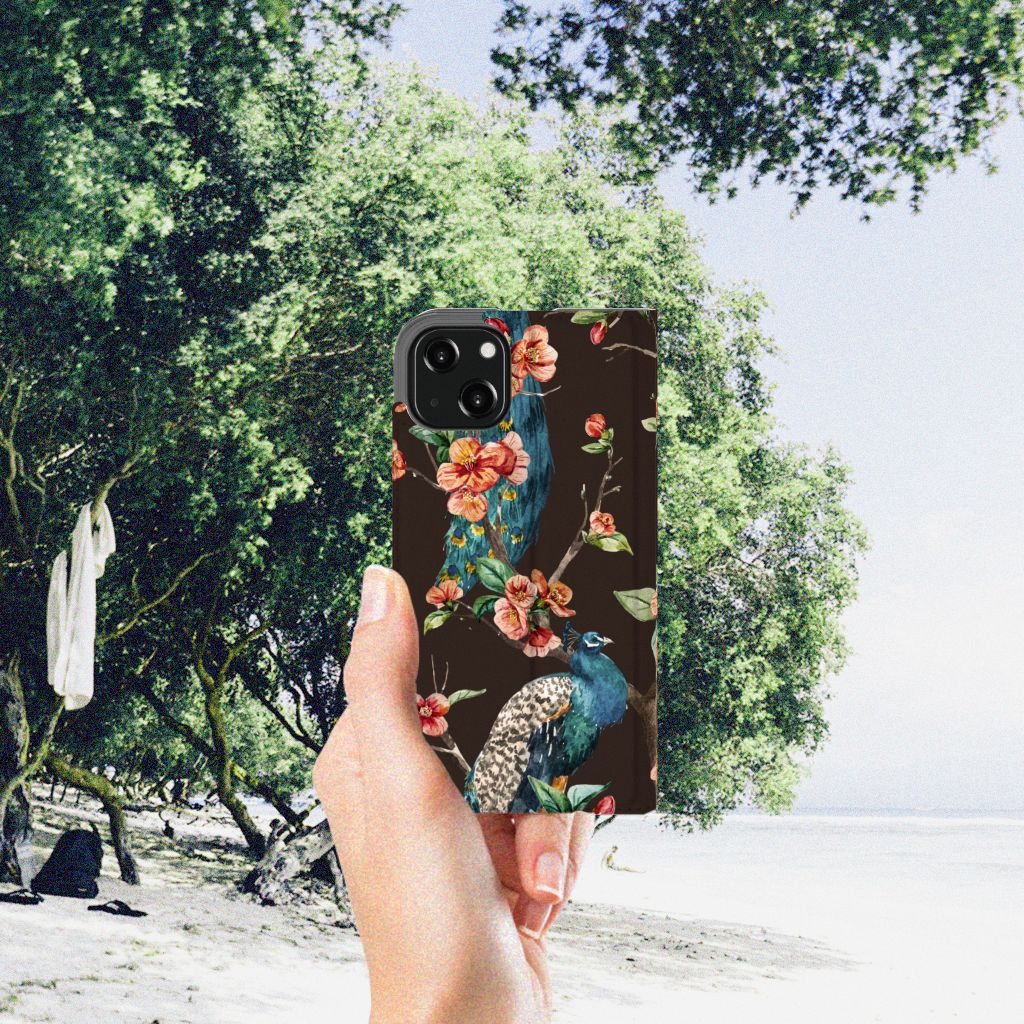 iPhone 13 Hoesje maken Pauw met Bloemen