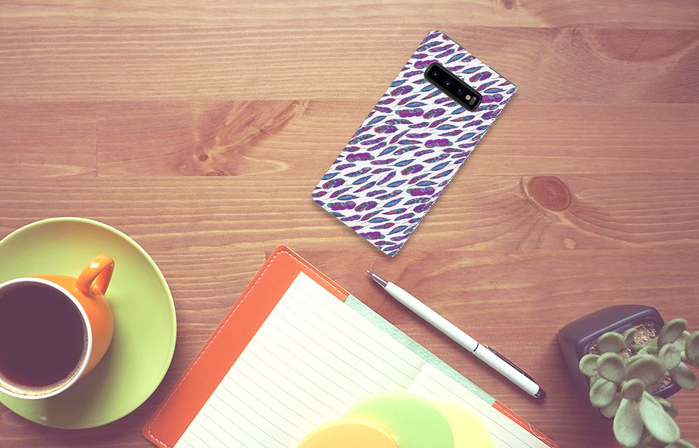 Samsung Galaxy S10 Plus Hoesje met Magneet Feathers Color