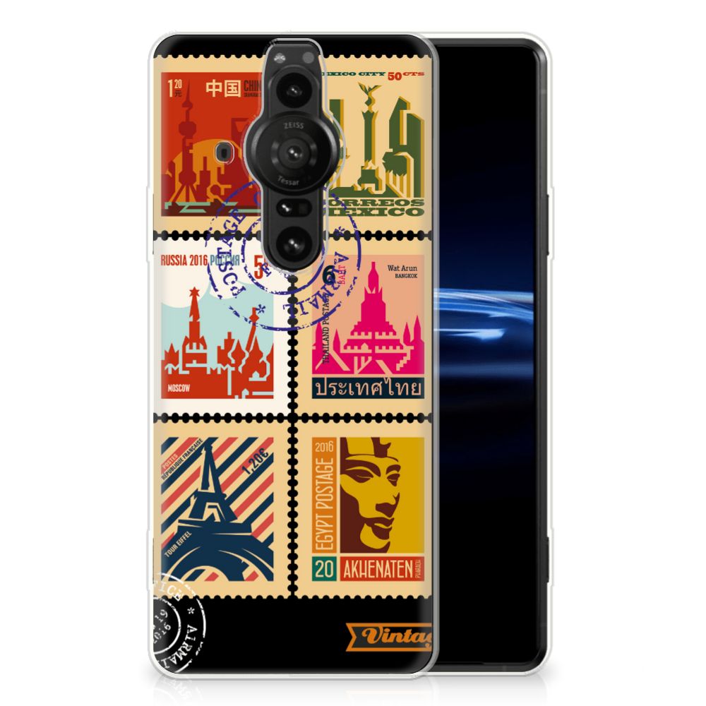 Sony Xperia Pro-I Siliconen Back Cover Postzegels