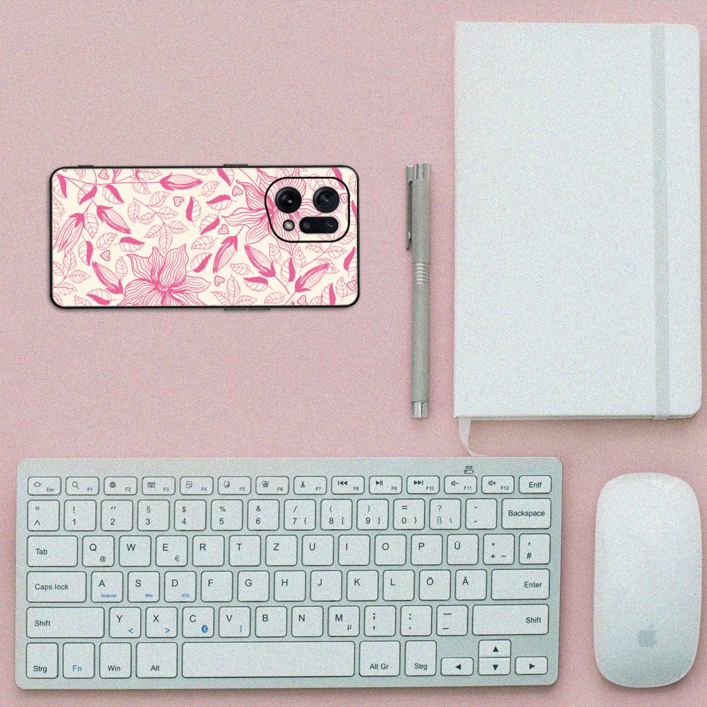 OPPO Find X5 Bloemen Hoesje Pink Flowers B2C Telecom
