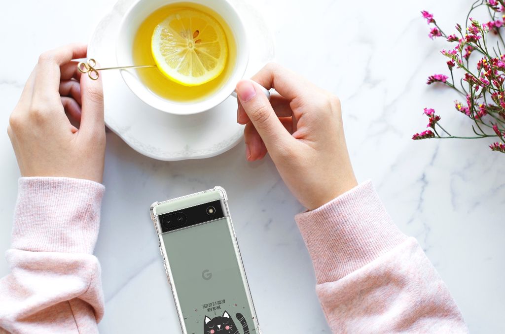 Google Pixel 6A Stevig Bumper Hoesje Cat Good Day B2C Telecom