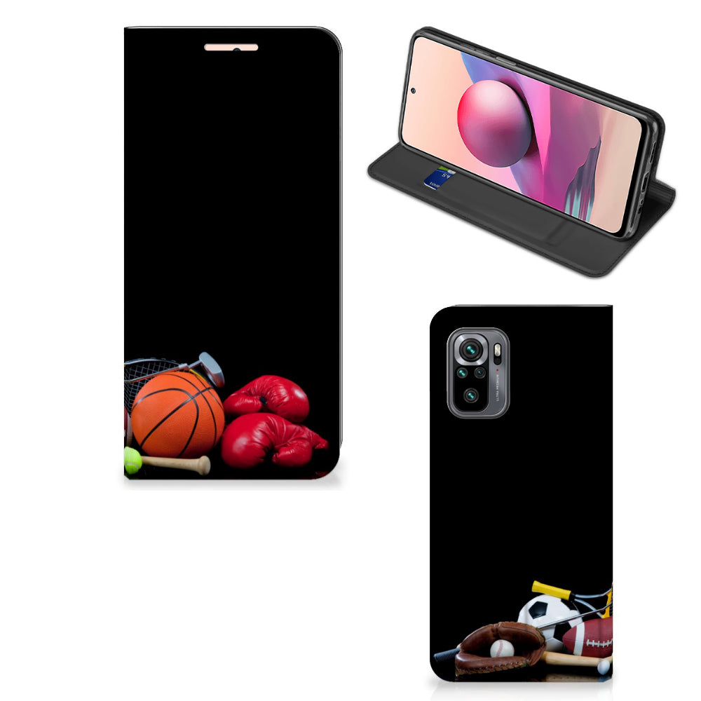 Xiaomi Redmi Note 10 4G | 10S | Poco M5s Hippe Standcase Sports showcasing various sports equipment.