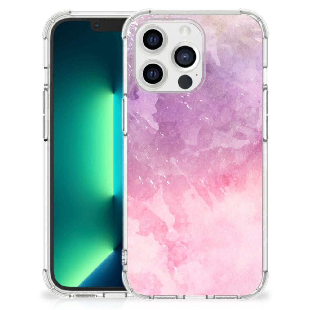 Back Cover iPhone 13 Pro Max Pink Purple Paint met een uniek verfachtig ontwerp in roze en paars.