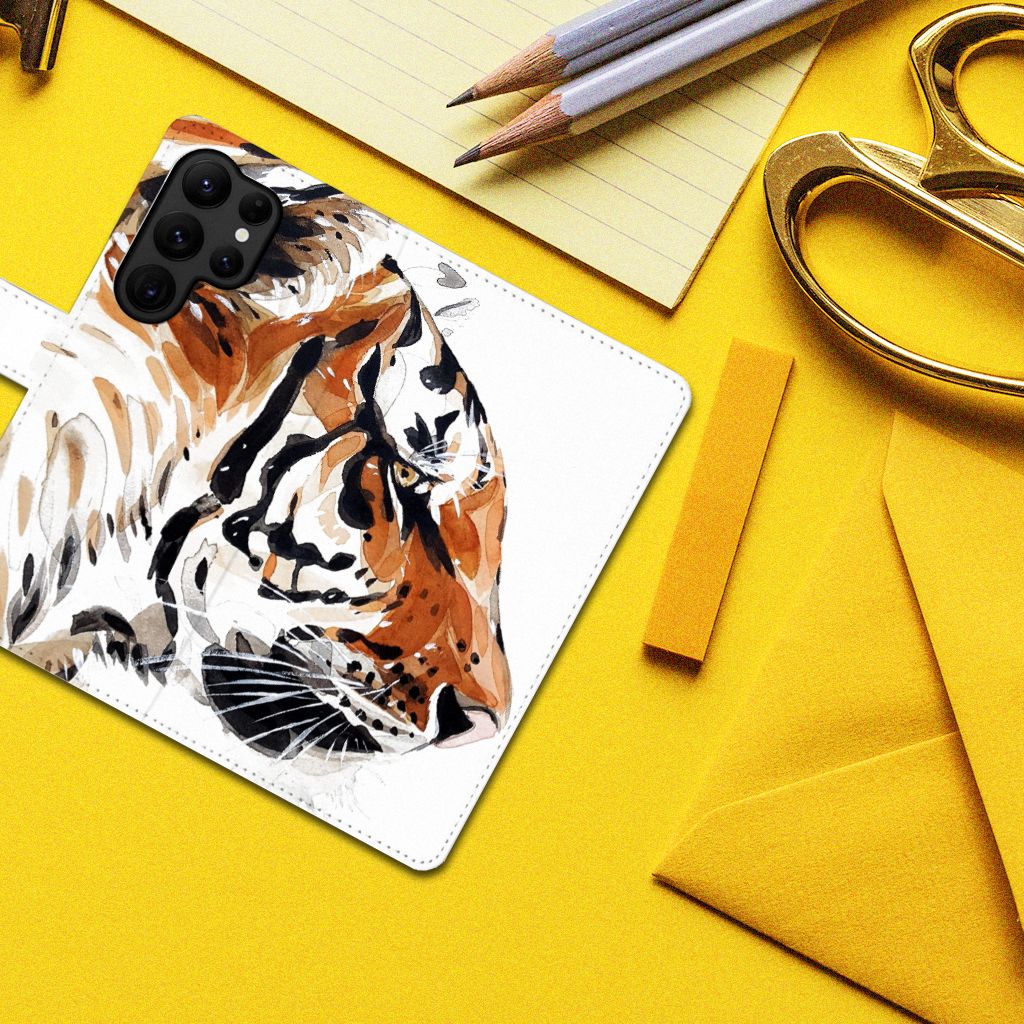 Hoesje Samsung Galaxy S23 Ultra Watercolor Tiger
