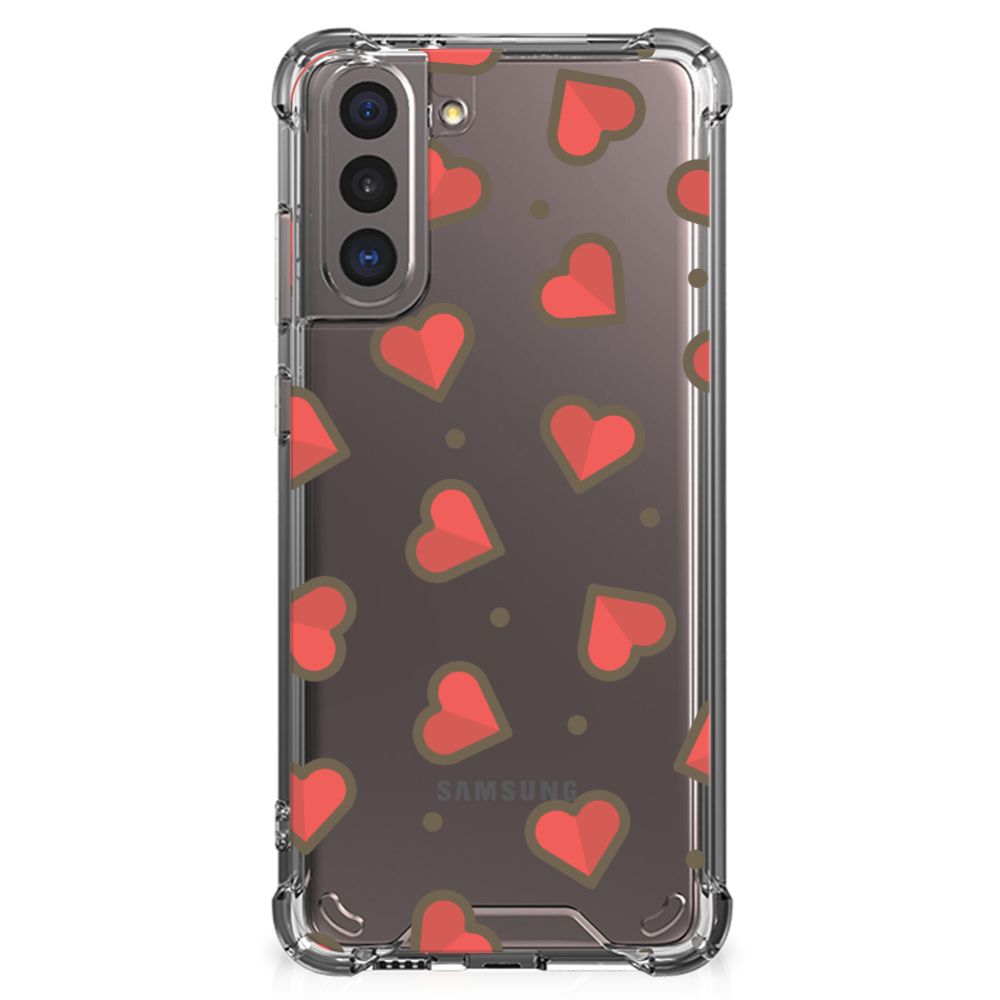 Samsung Galaxy S21 Doorzichtige Silicone Hoesje Hearts