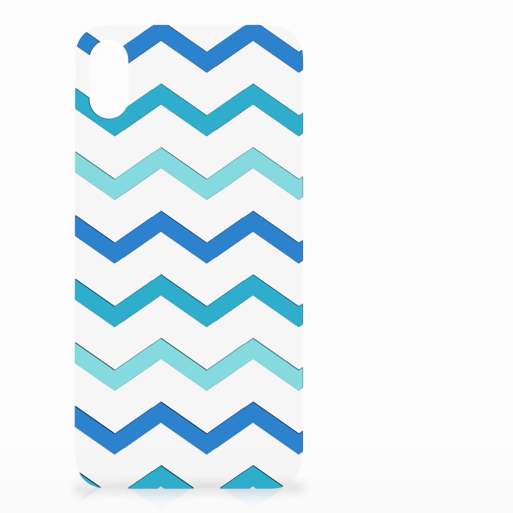 Apple iPhone Xs Max TPU bumper Zigzag Blauw