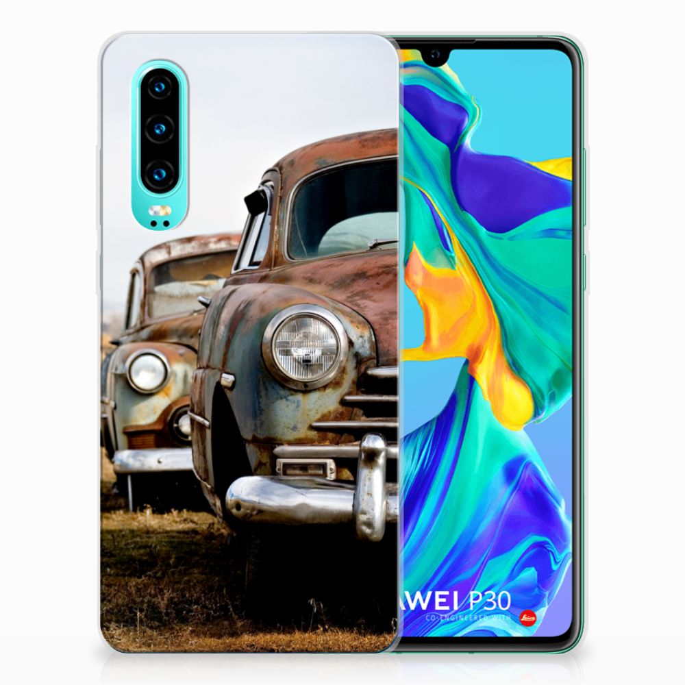 Huawei P30 Siliconen Hoesje met foto Vintage Auto