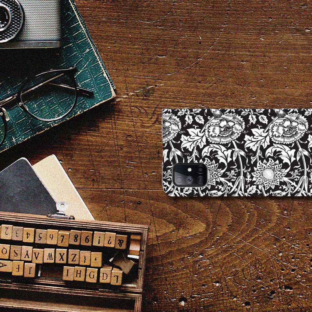 Samsung Galaxy M51 Smart Cover Black Flowers - B2C Telecom