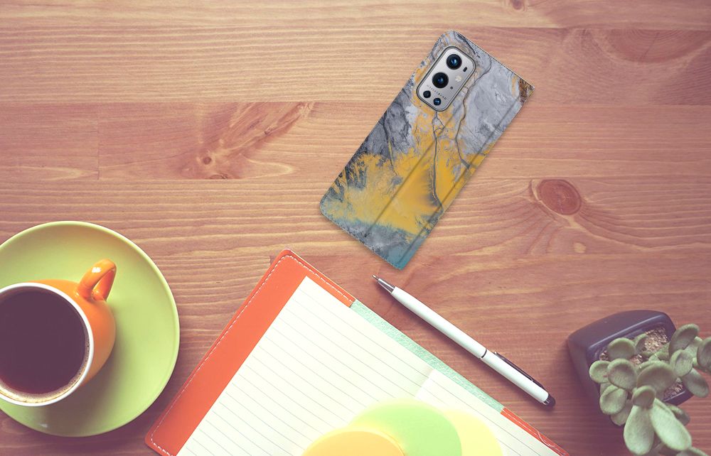 OnePlus 9 Pro Standcase Marble Blue Gold - B2C Telecom