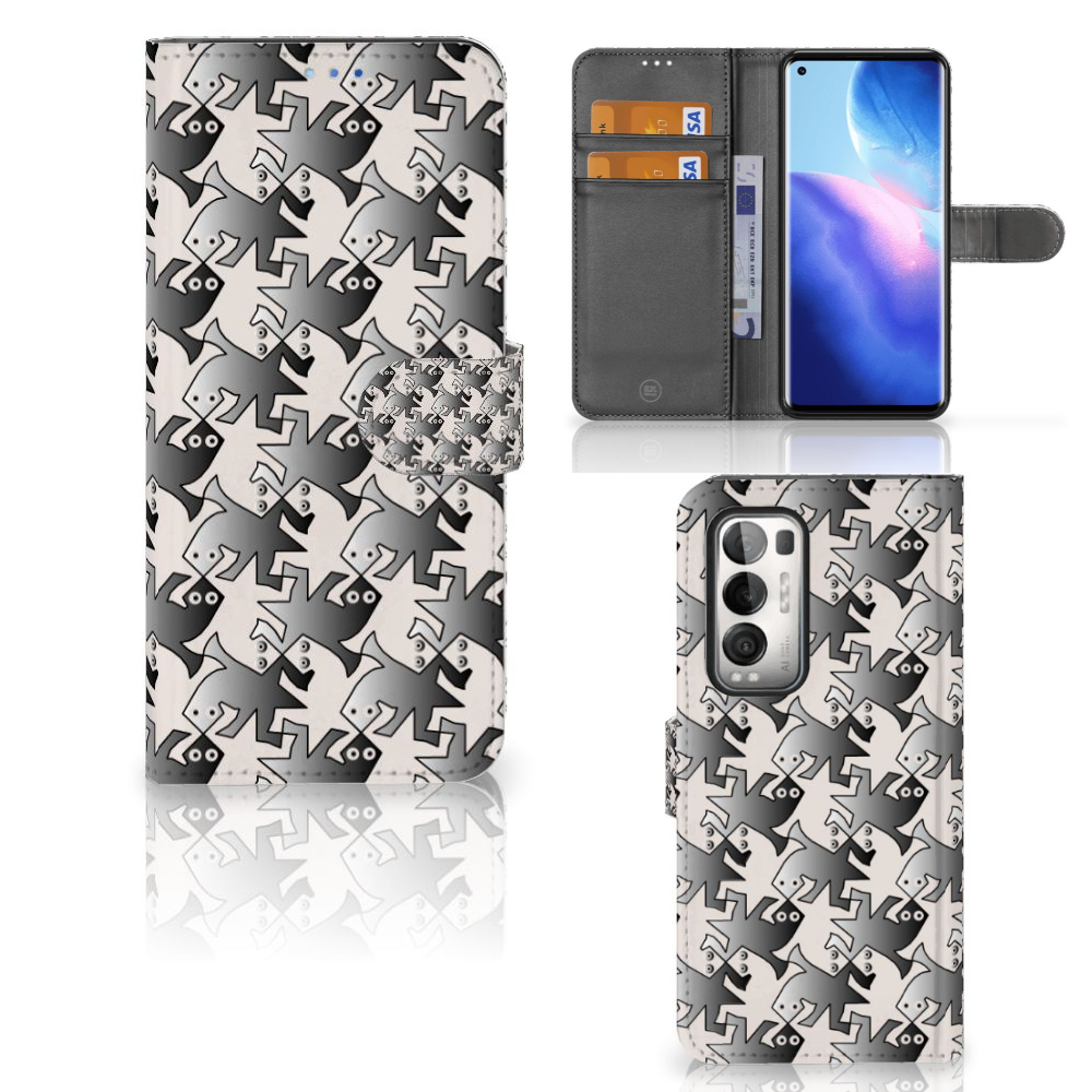 OPPO Find X3 Neo 5G Telefoonhoesje met Pasjes Salamander Grey