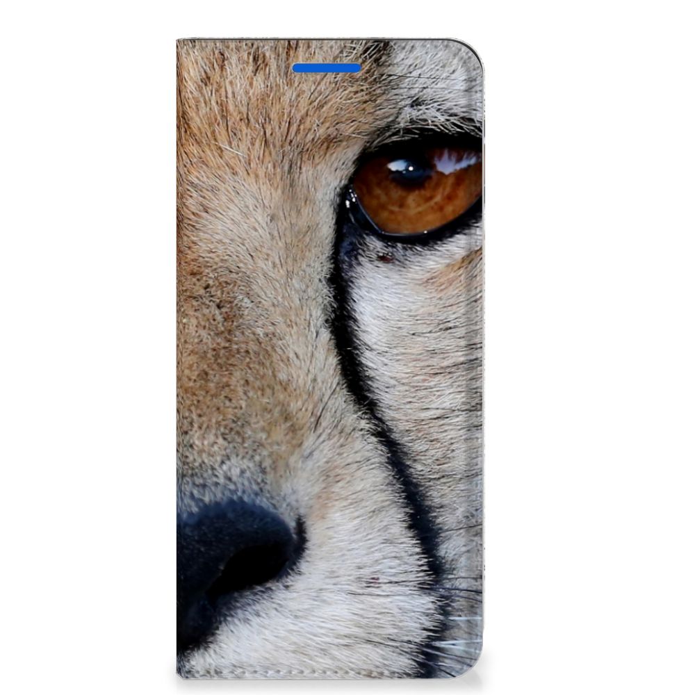 OPPO Reno6 5G Hoesje maken Cheetah met close-up afbeelding van een cheetah gezicht.