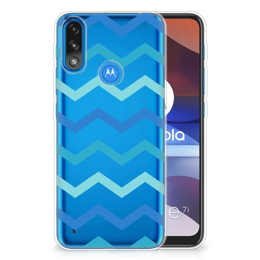 Motorola Moto E7/E7i Power TPU bumper Zigzag Blauw