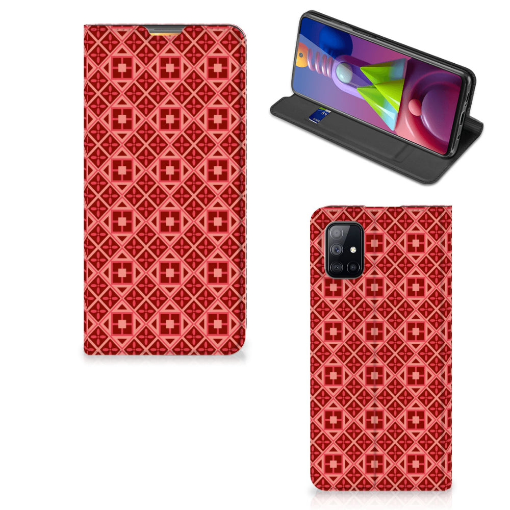 Samsung Galaxy M51 Hoesje met Magneet Batik Rood