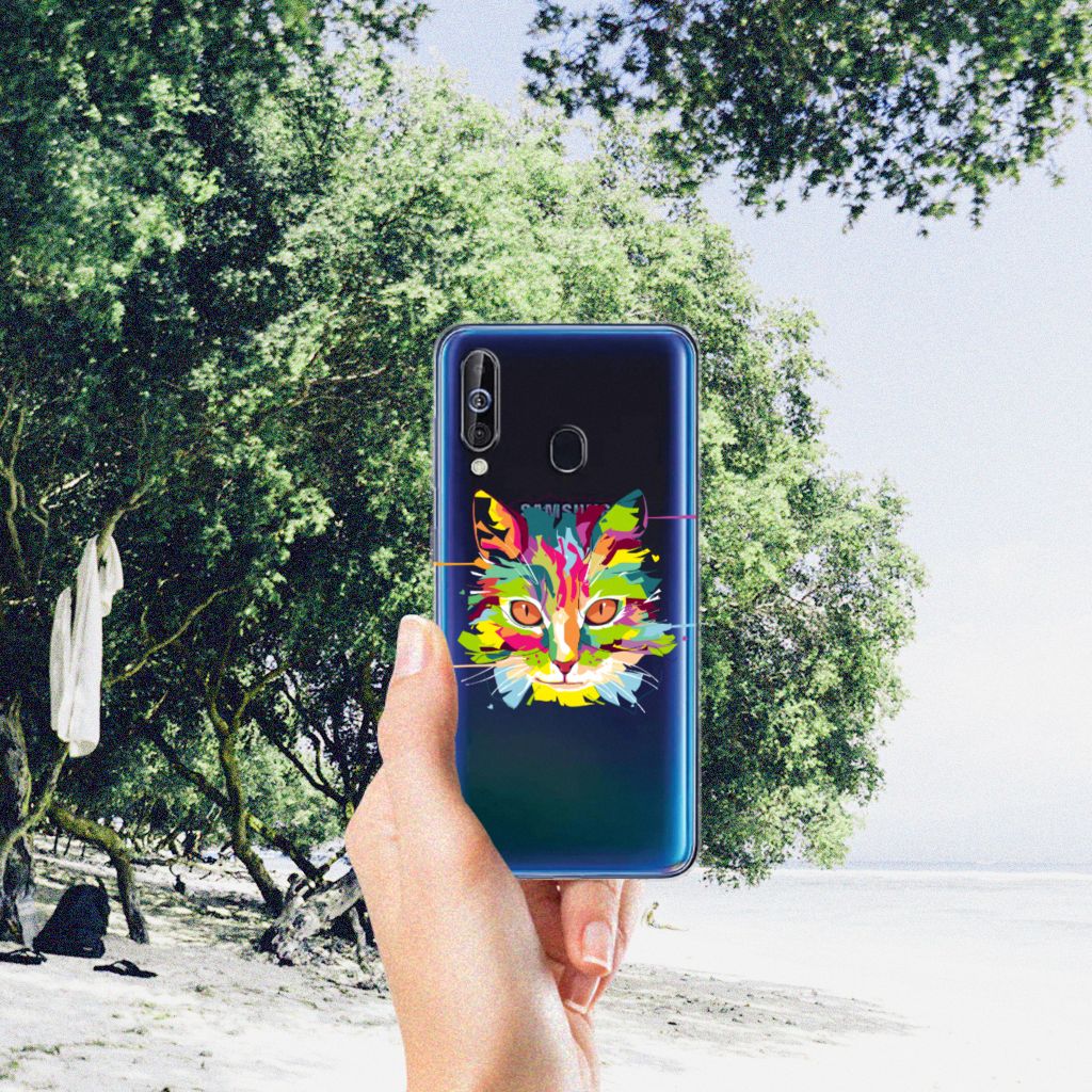 Samsung Galaxy A60 Telefoonhoesje met Naam Cat Color