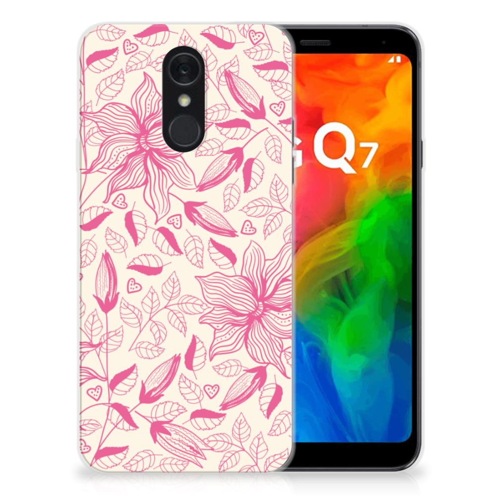 LG Q7 TPU Case Pink Flowers