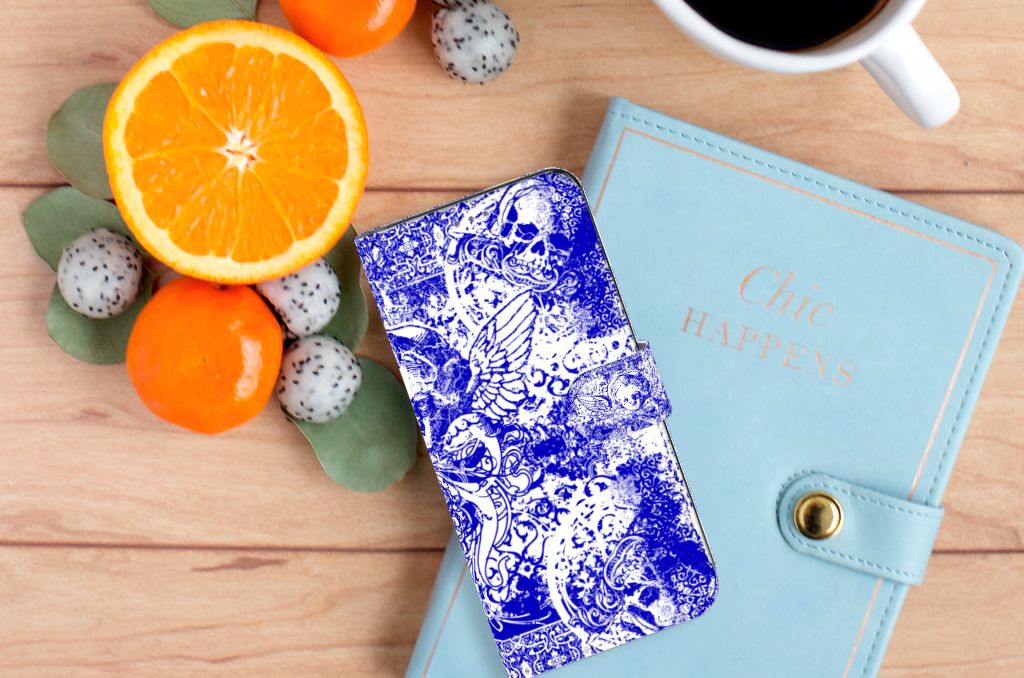 Telefoonhoesje met Naam OnePlus 10 Pro Angel Skull Blauw
