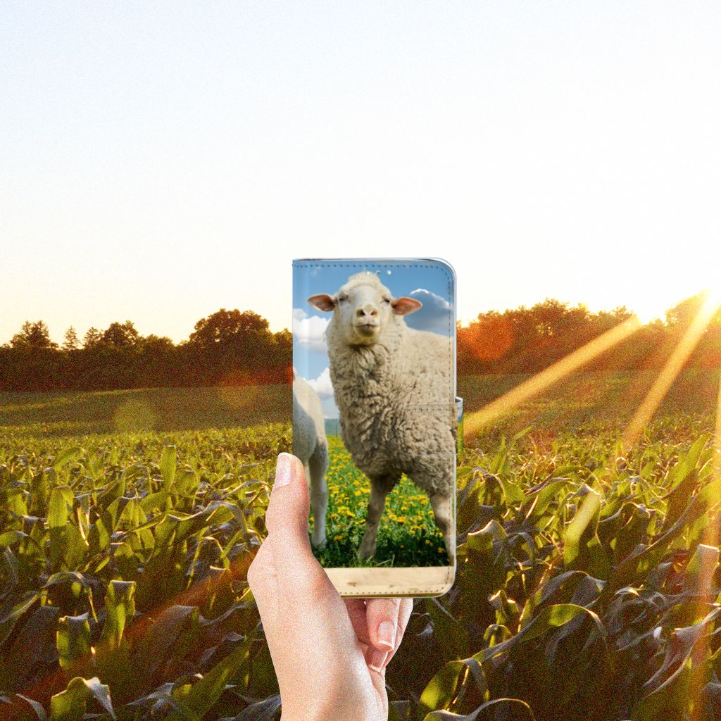Samsung Galaxy A71 Telefoonhoesje met Pasjes Schaap en Lammetje