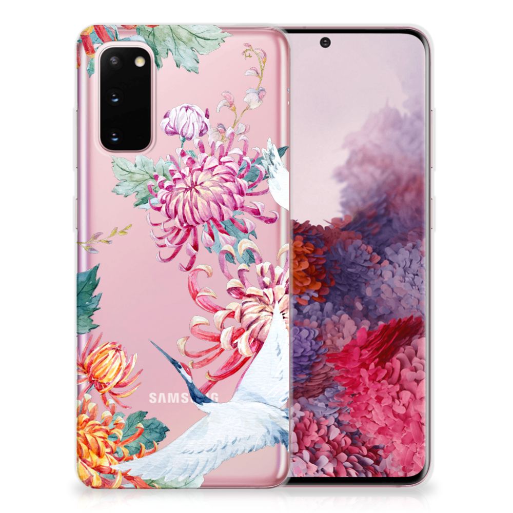 Samsung Galaxy S20 TPU Hoesje Bird Flowers