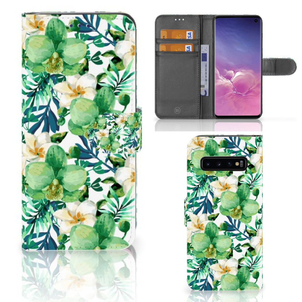 Samsung Galaxy S10 Hoesje Orchidee Groen