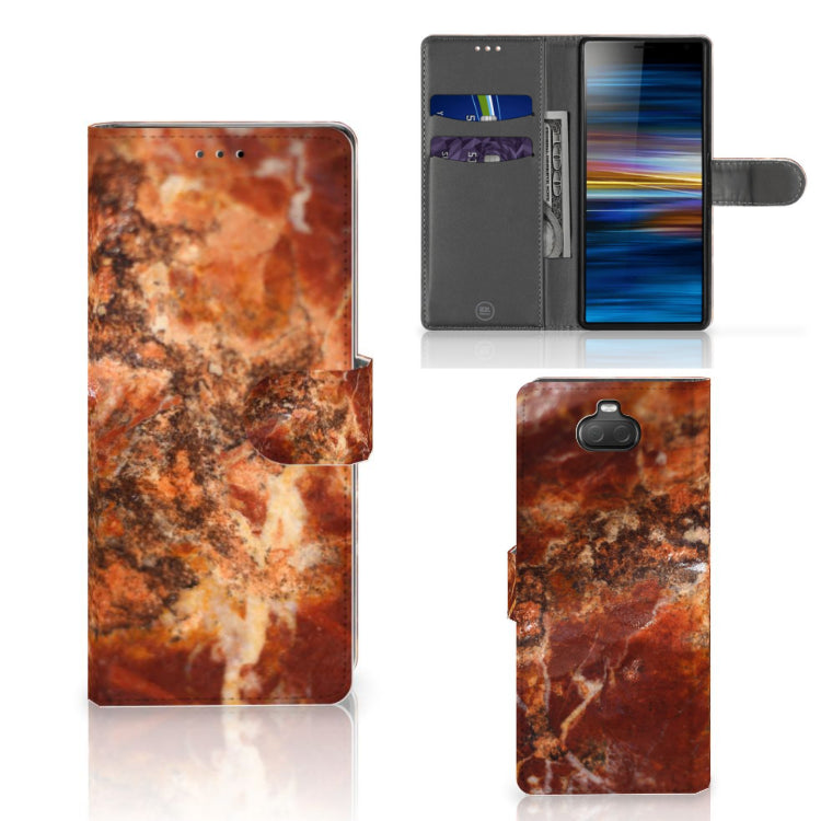 Sony Xperia 10 Bookcase Marmer Bruin