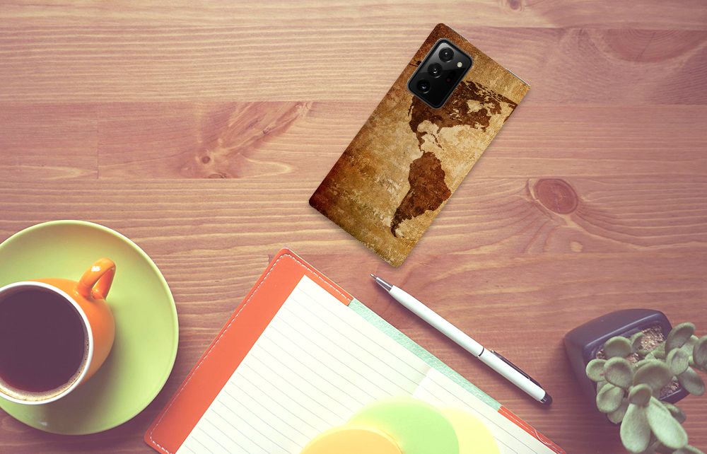 Samsung Galaxy Note 20 Ultra Book Cover Wereldkaart - B2C Telecom