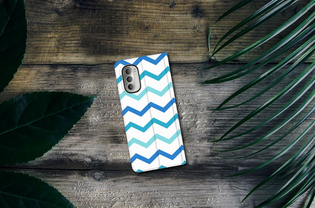 Motorola Moto G51 5G Hoesje met Magneet Zigzag Blauw - B2C Telecom