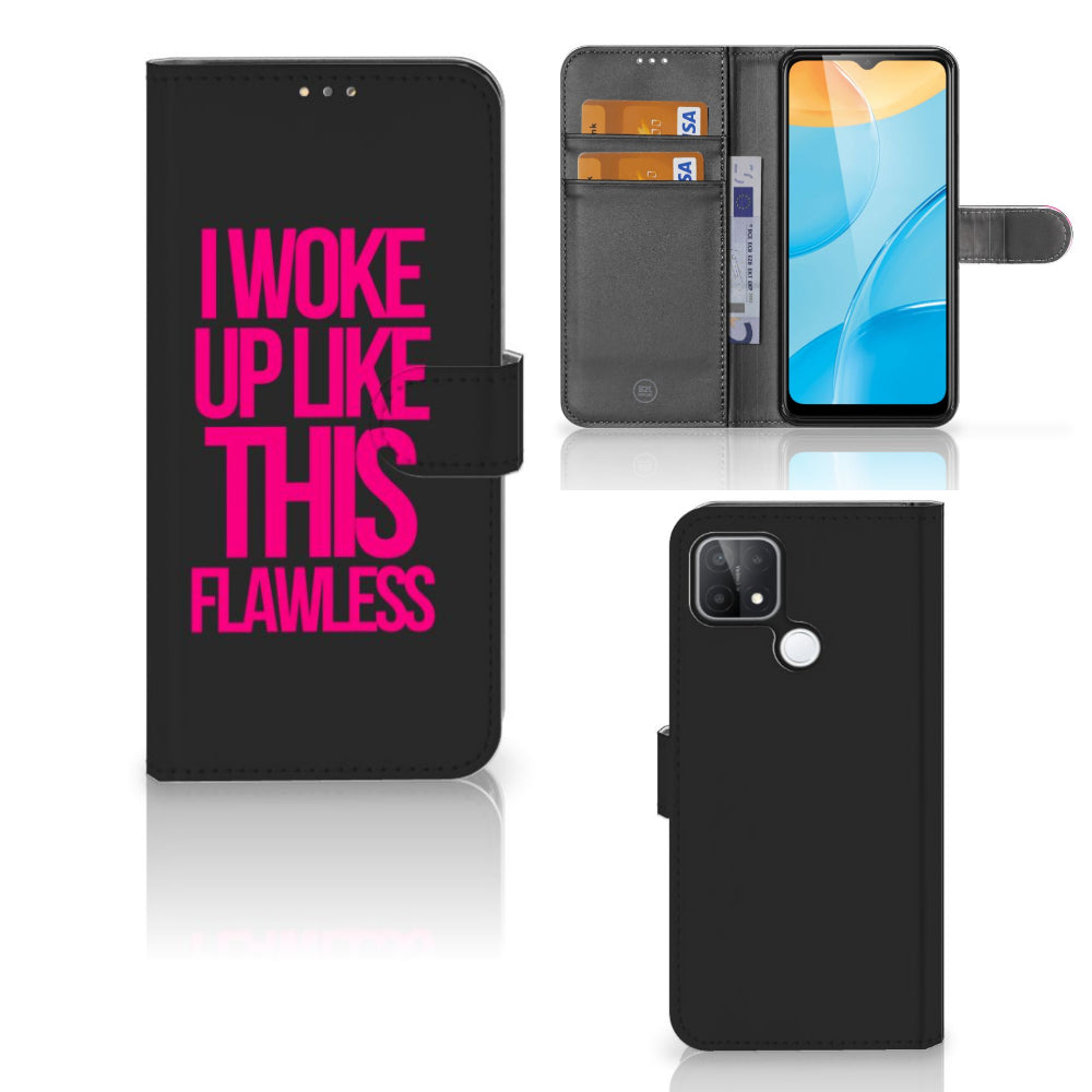 OPPO A15 Hoesje met naam Woke Up - Origineel Cadeau Zelf Maken