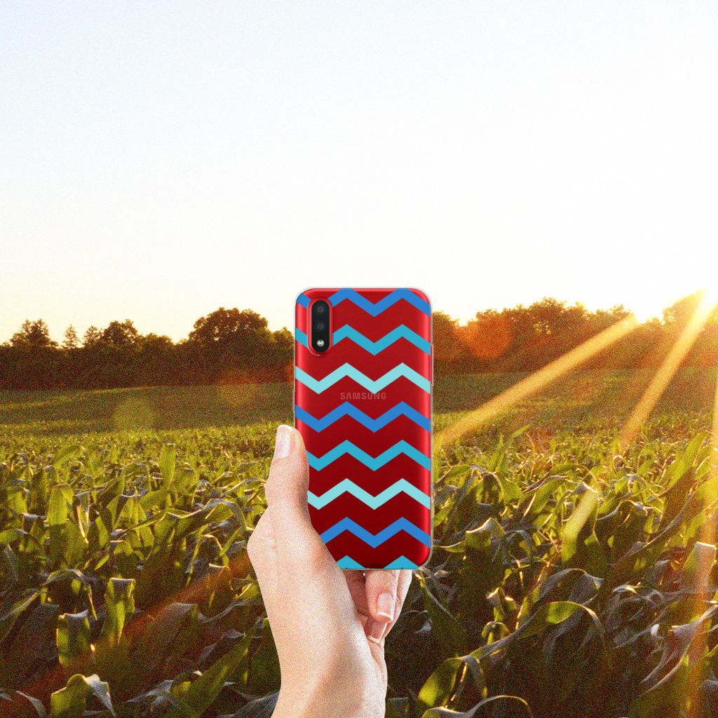 Samsung Galaxy A01 TPU bumper Zigzag Blauw B2C Telecom