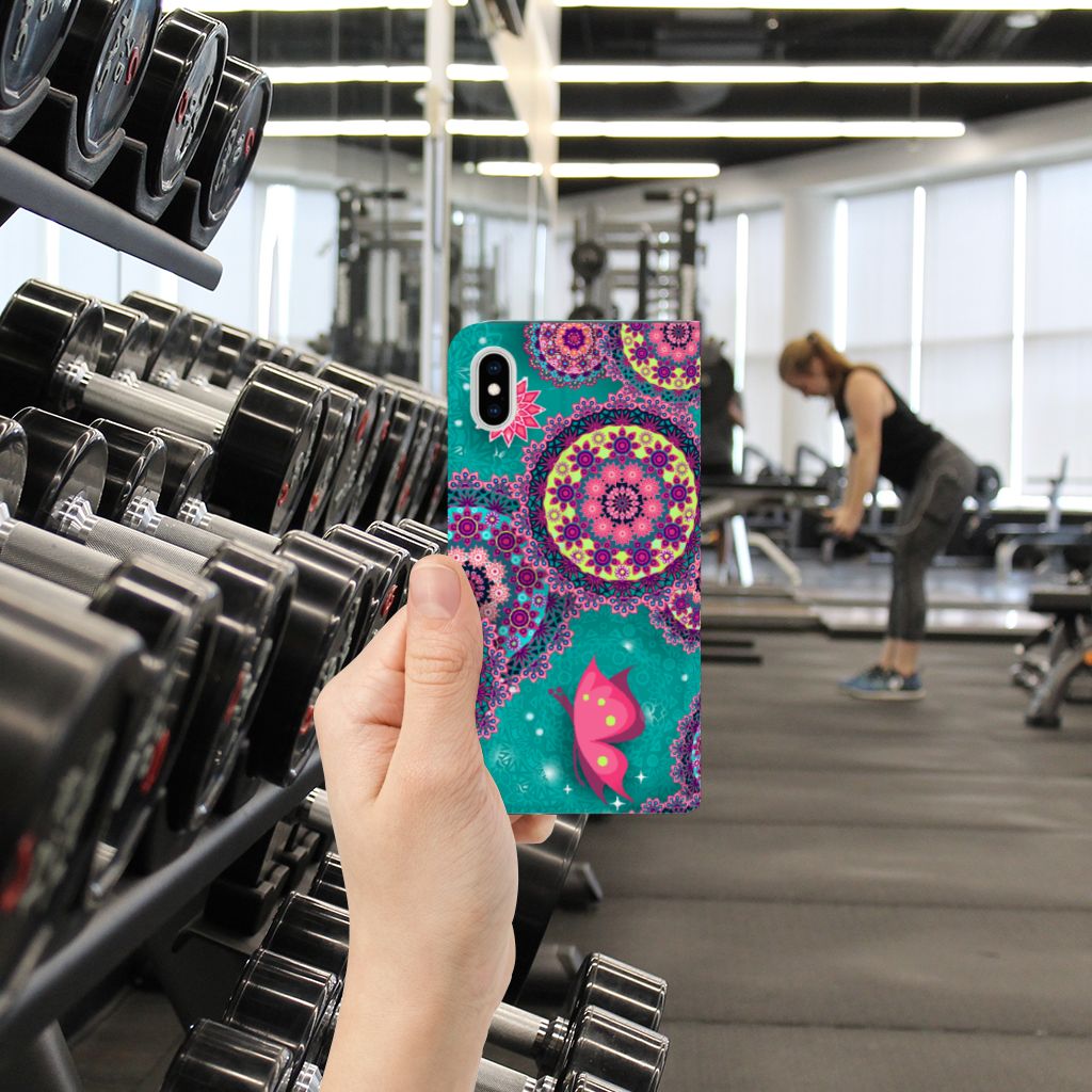 Apple iPhone Xs Max Bookcase Cirkels en Vlinders