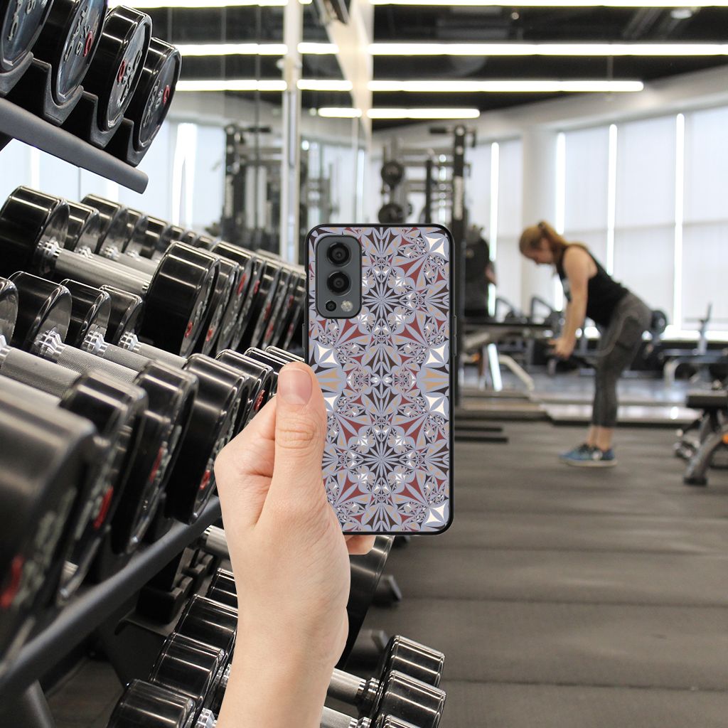 OnePlus Nord 2 Marmeren Print Telefoonhoesje Flower Tiles B2C Telecom