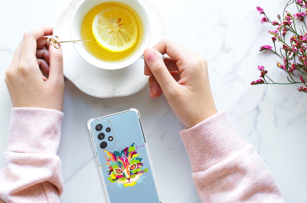 Samsung Galaxy A73 Stevig Bumper Hoesje Cat Color B2C Telecom