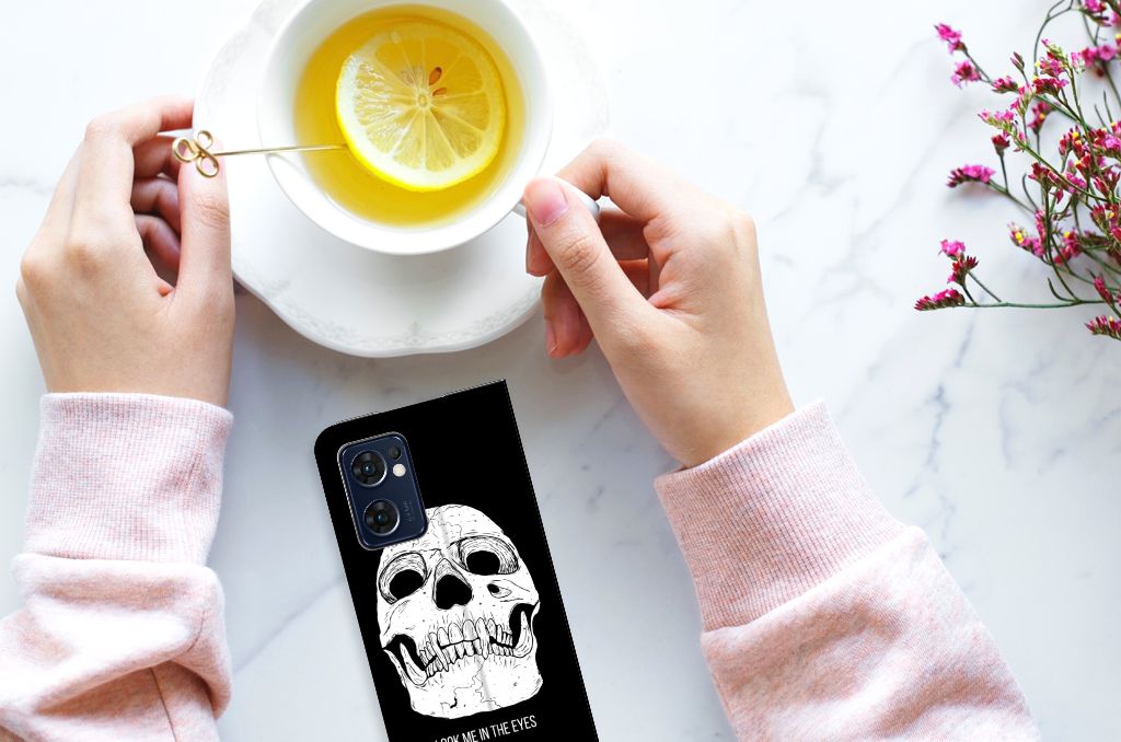 Mobiel BookCase OPPO Find X5 Lite | Reno7 5G Skull Eyes - B2C Telecom
