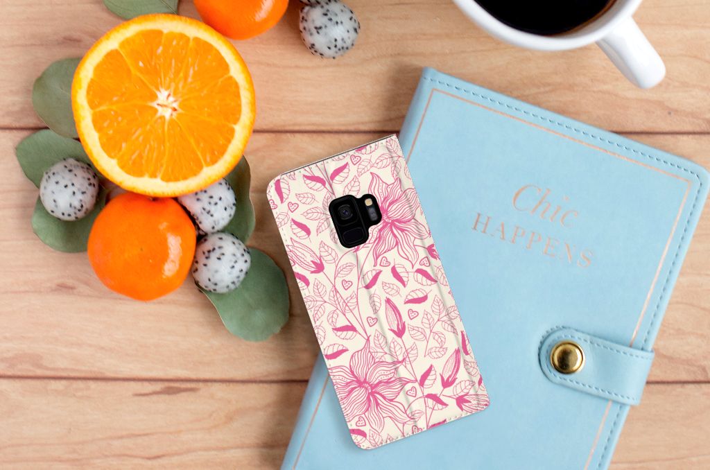 Samsung Galaxy S9 Smart Cover Pink Flowers