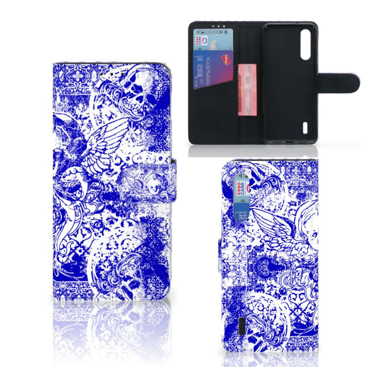 Telefoonhoesje met Naam Xiaomi Mi 9 Lite Angel Skull Blauw