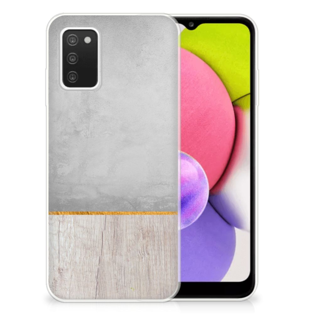 Samsung Galaxy A03S Bumper Hoesje Wood Concrete