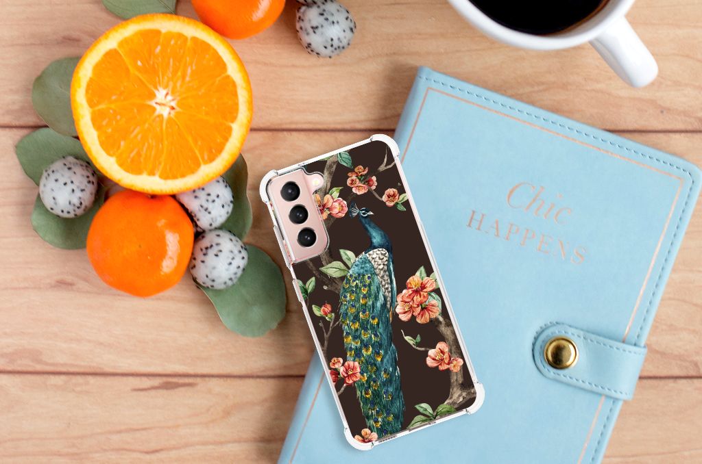 Samsung Galaxy S21 FE Case Anti-shock Pauw met Bloemen B2C Telecom