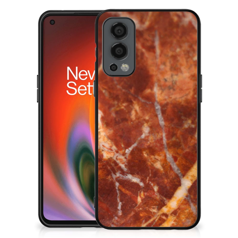 OnePlus Nord 2 Marmeren Print Telefoonhoesje Marmer Bruin