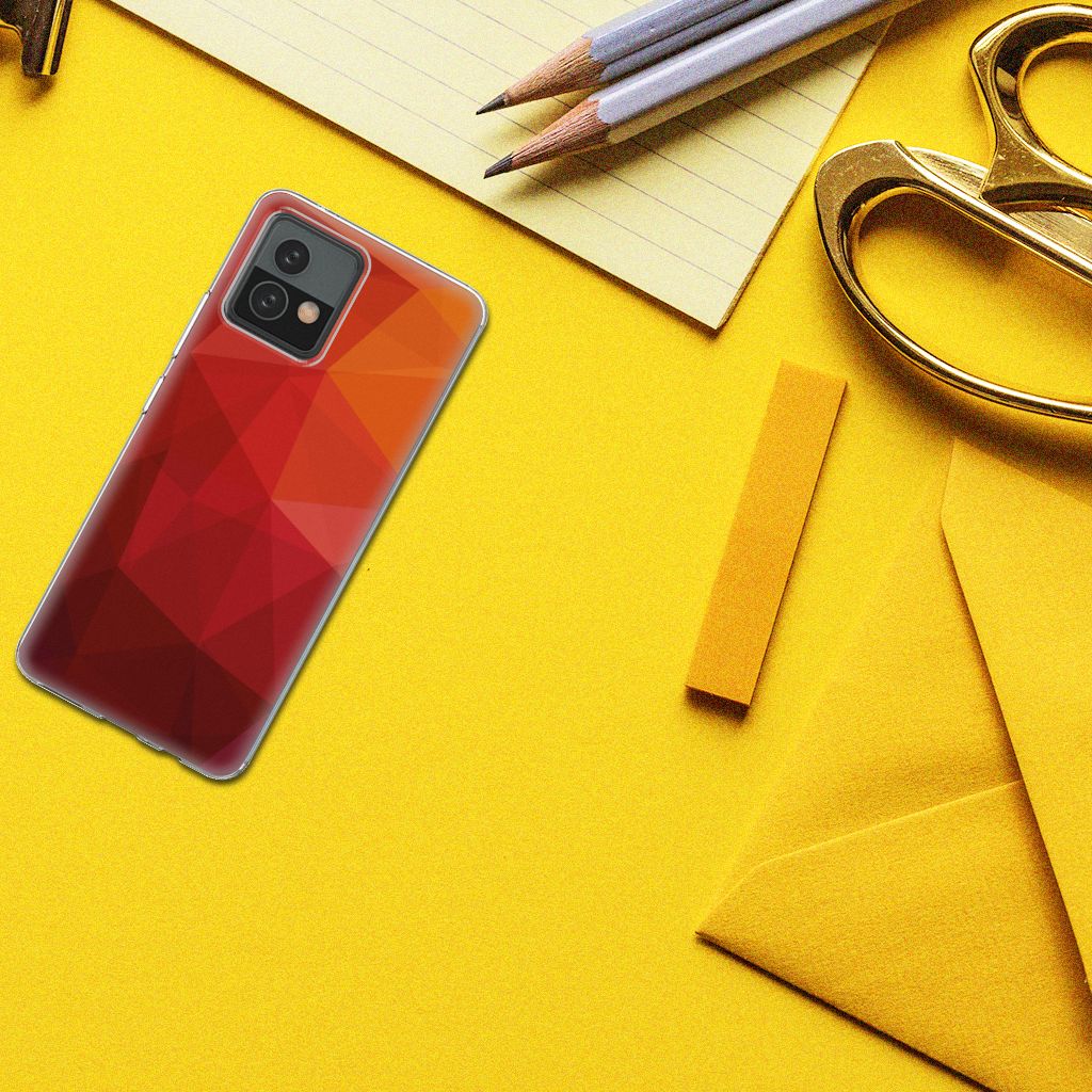 TPU Hoesje voor Motorola Moto G72 Polygon Red B2C Telecom