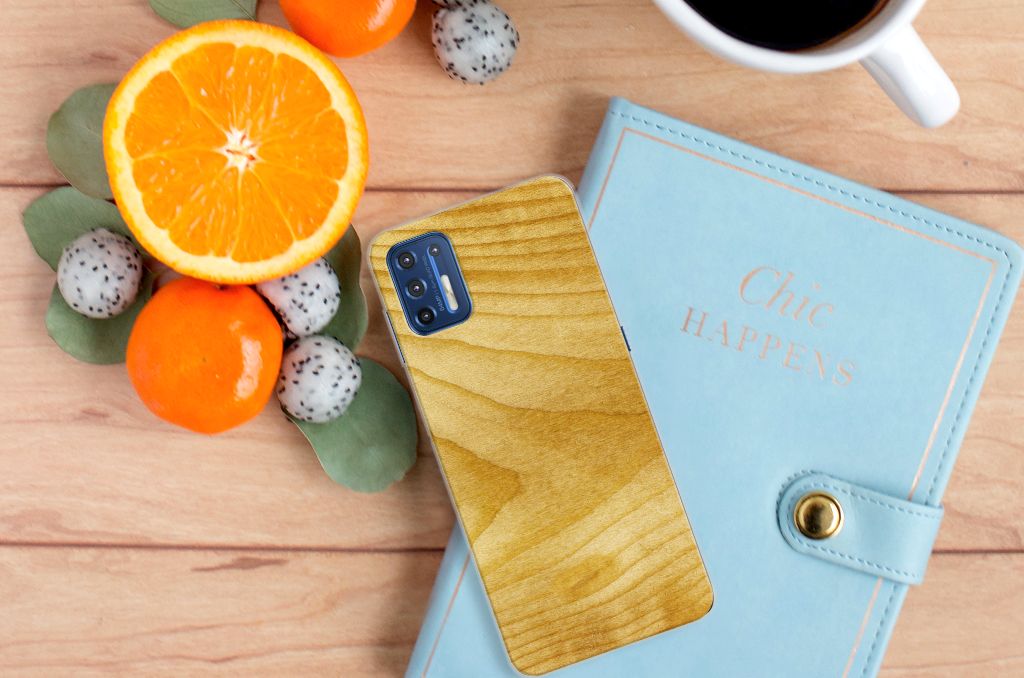 Motorola Moto G9 Plus Bumper Hoesje Licht Hout B2C Telecom