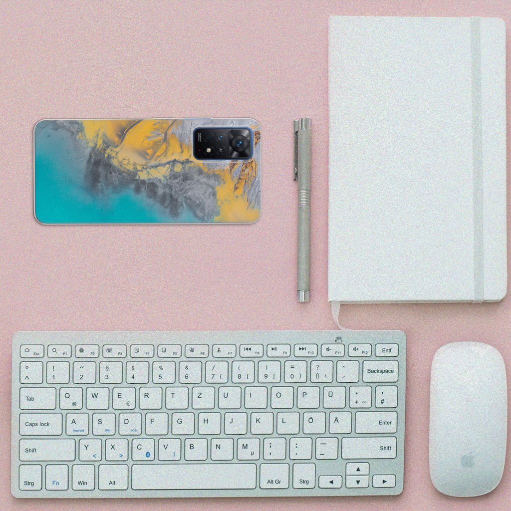 Xiaomi Redmi Note 11 Pro 5G TPU Siliconen Hoesje Marble Blue Gold B2C Telecom