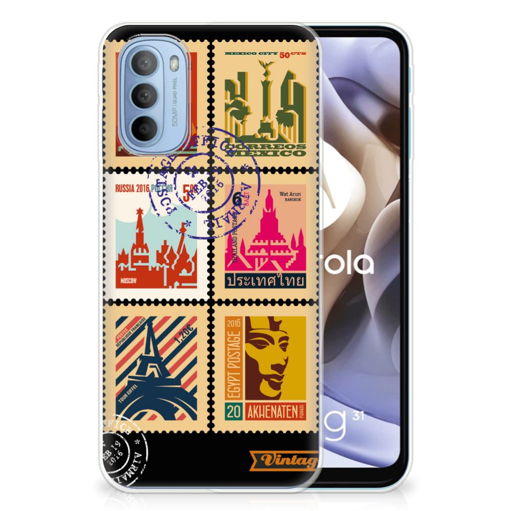 Motorola Moto G31 | G41 Siliconen Back Cover Postzegels B2C Telecom