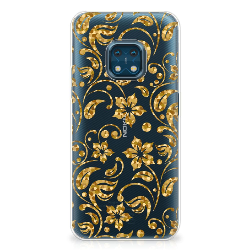 Nokia XR20 TPU Case Gouden Bloemen