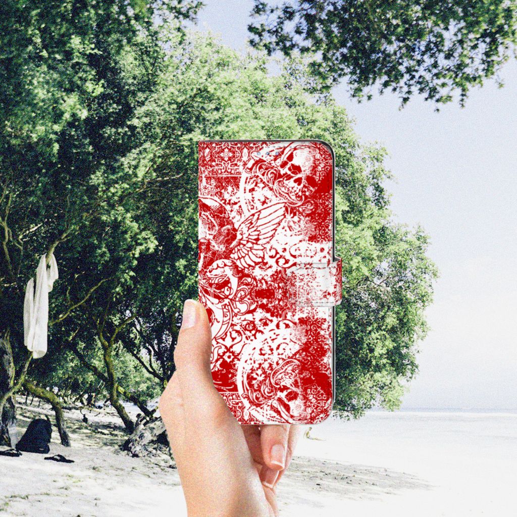 Telefoonhoesje met Naam Motorola Moto G31 | G41 Angel Skull Rood