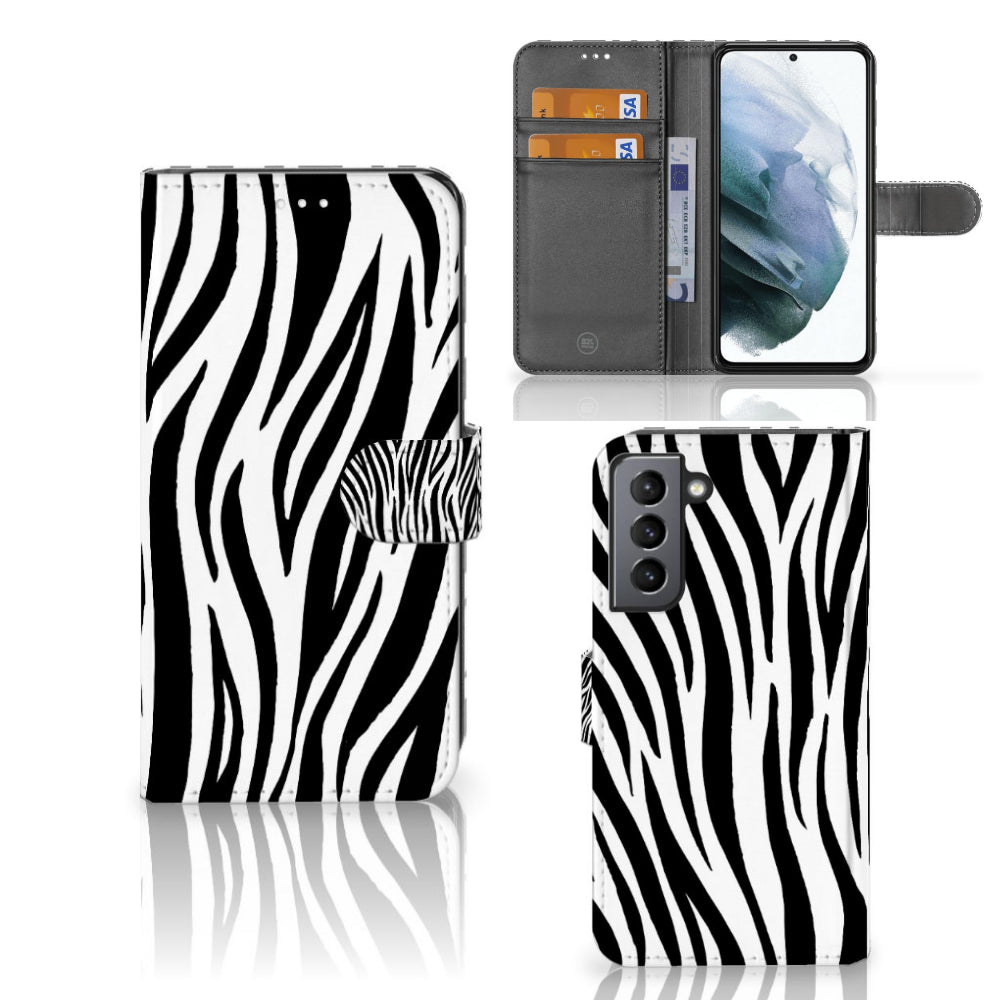Samsung Galaxy S21 FE Telefoonhoesje met Pasjes Zebra