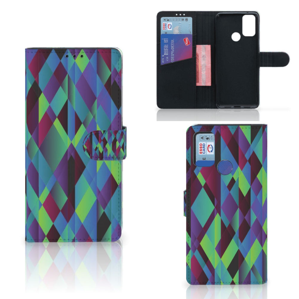 Alcatel 1S (2021) Book Case Abstract Green Blue