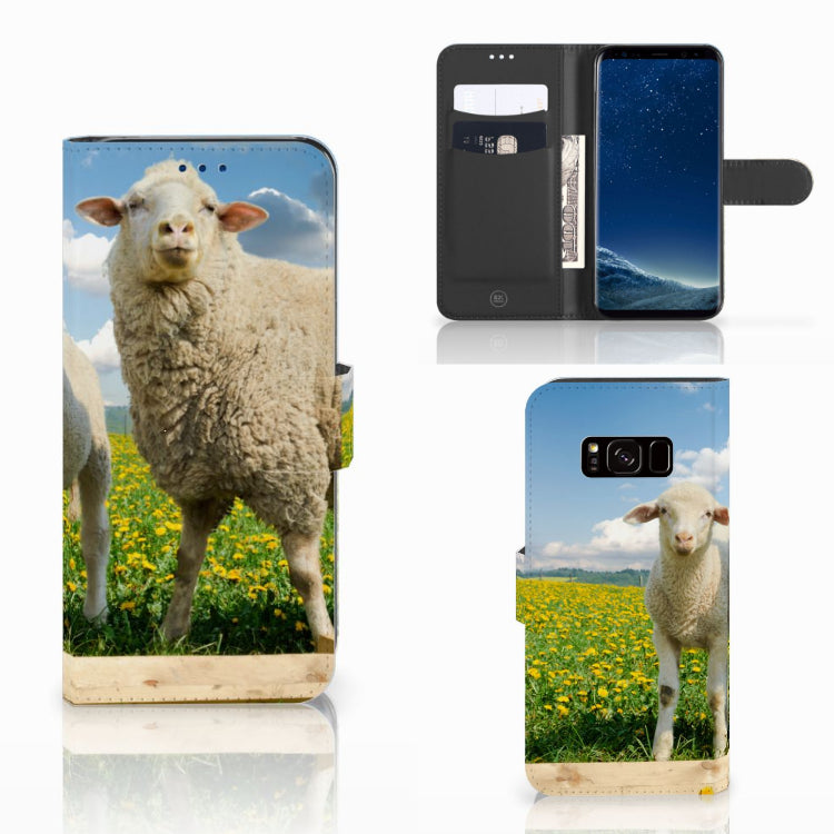 Samsung Galaxy S8 Telefoonhoesje met Pasjes Schaap en Lammetje