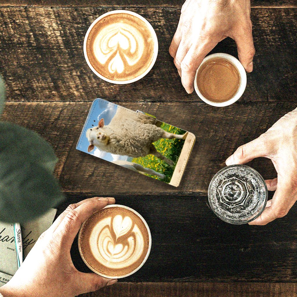 Motorola Moto G7 Play Telefoonhoesje met Pasjes Schaap en Lammetje
