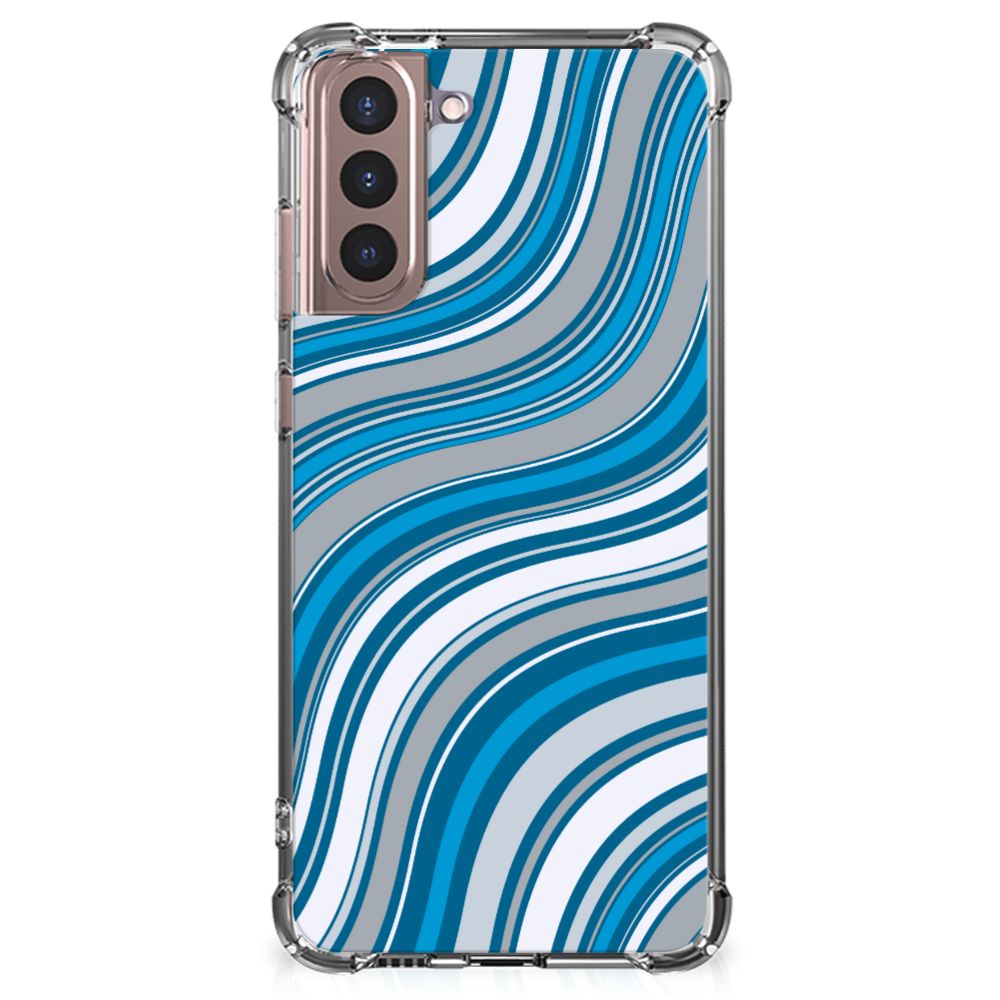 Samsung Galaxy S21 Plus Doorzichtige Silicone Hoesje Waves Blue